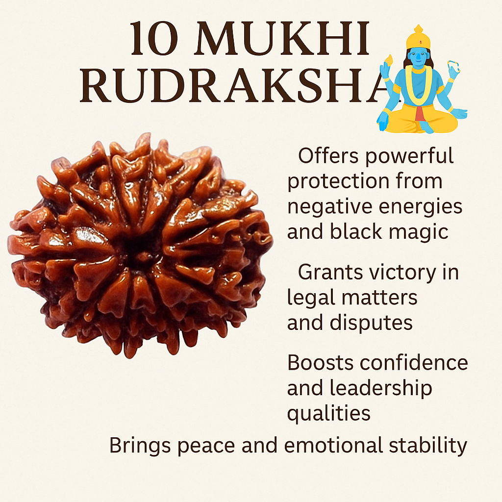 Original 10 Mukhi Rudraksha – Empowered Bead of Lord Vishnu for Protection & Success