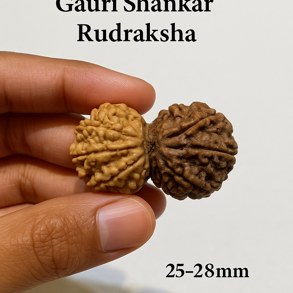 Original Gauri Shankar Rudraksha 25–28mm – Natural & Certified Bead for Harmony, Love & Spiritual Growth**