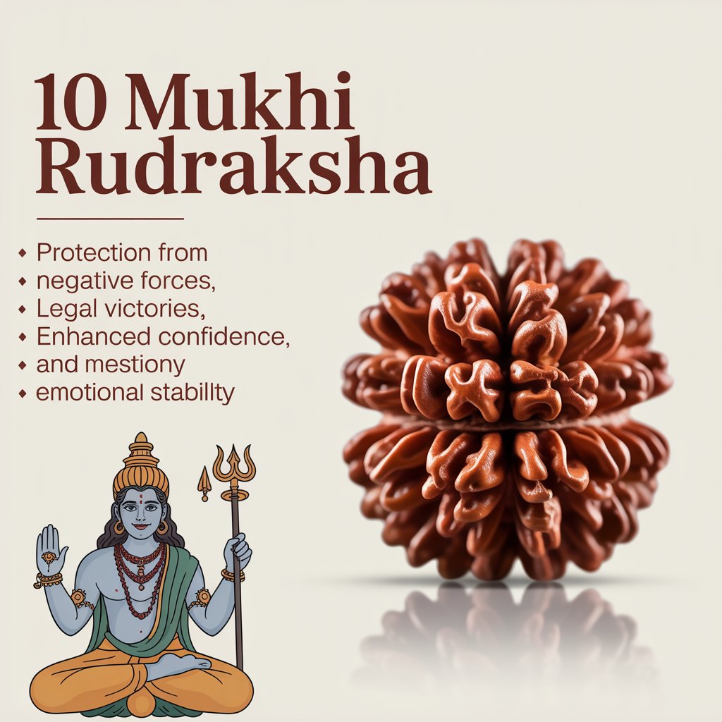 Original 10 Mukhi Rudraksha – Empowered Bead of Lord Vishnu for Protection & Success